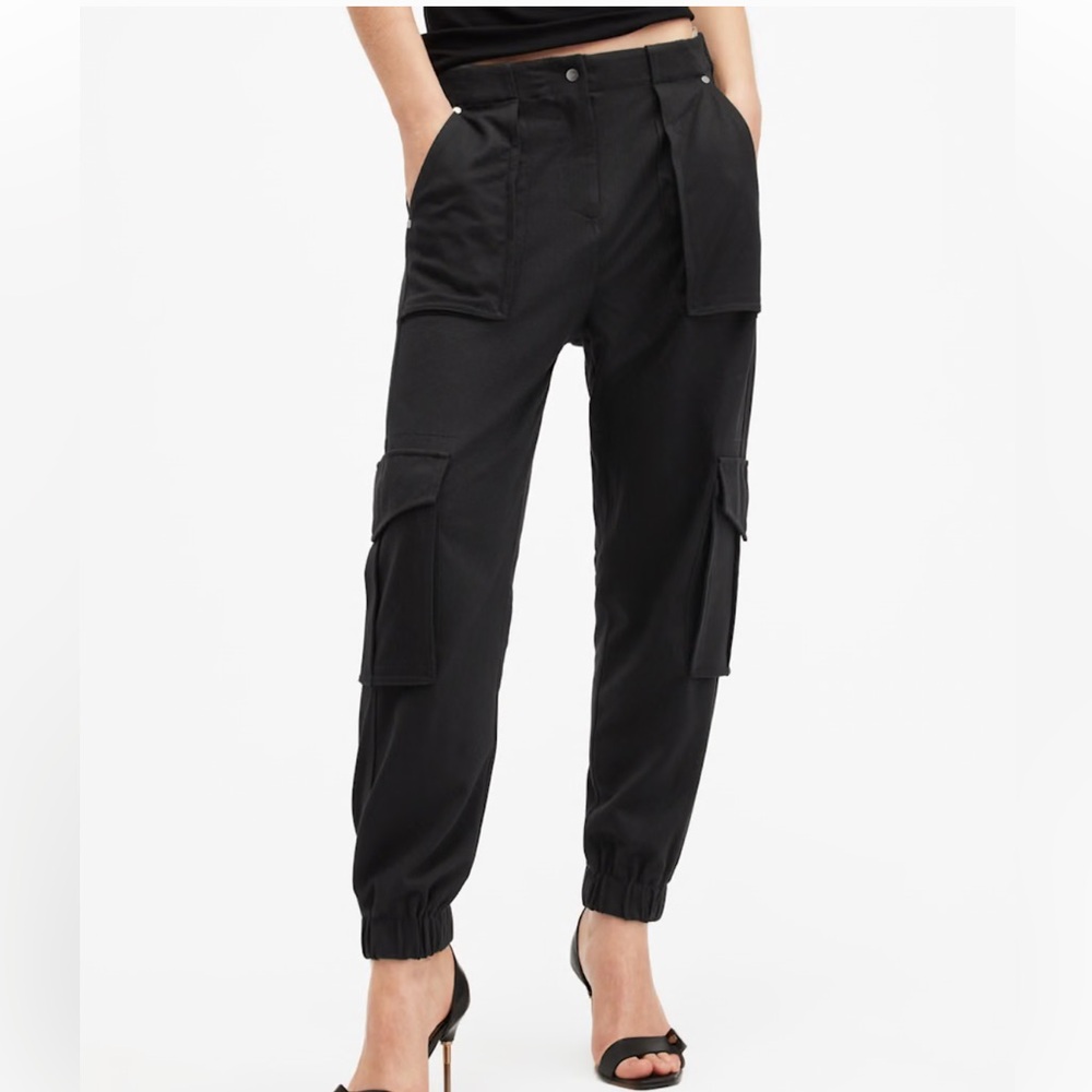 ALLSAINTS. Black Frieda Jogger Cargo Pants.
